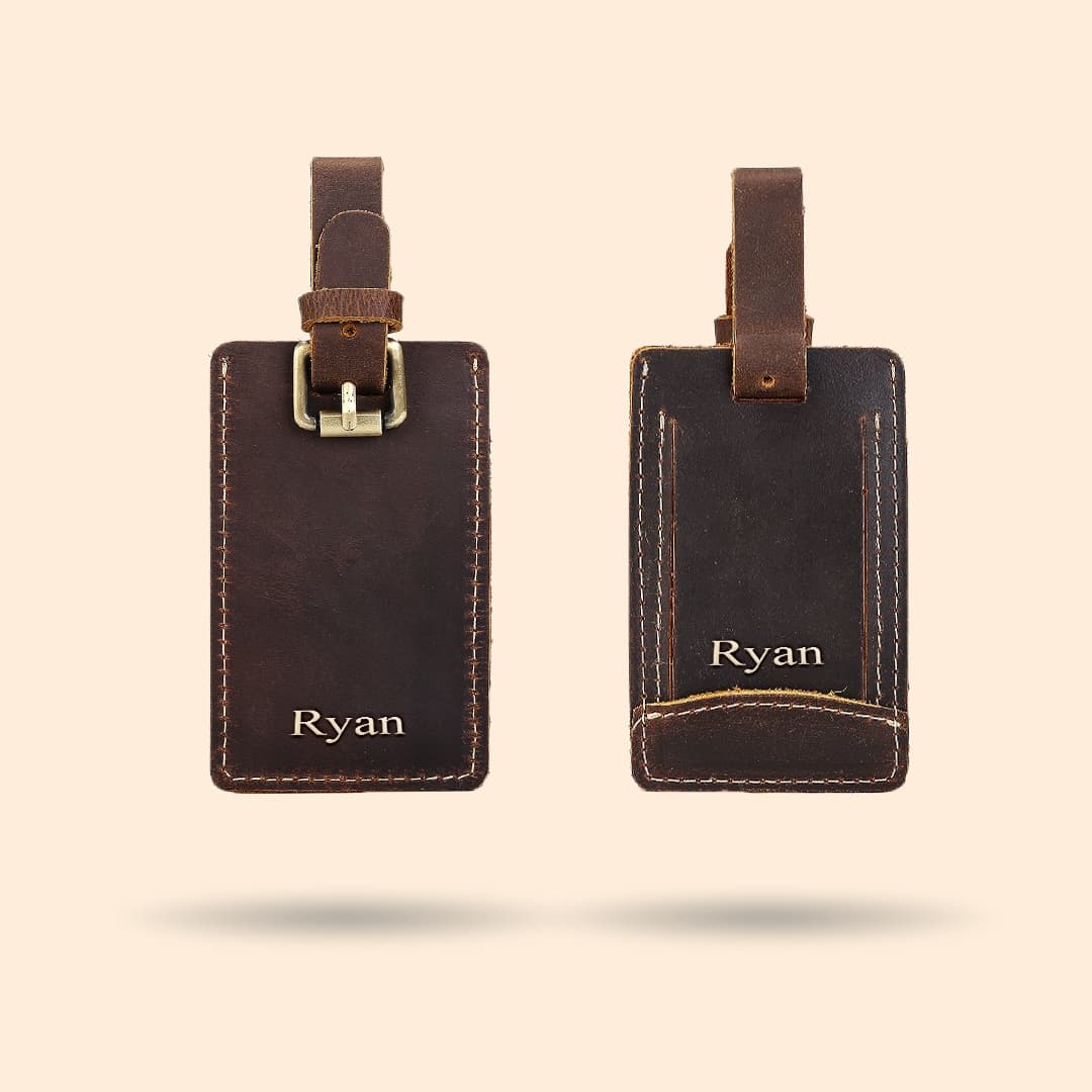 personalized gifts travel tag Sophistik leather embossing
