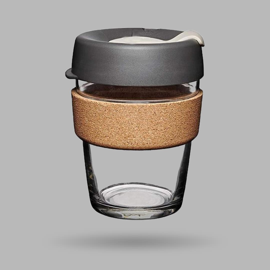 glass mug and silicone lid cork belt Sophistik