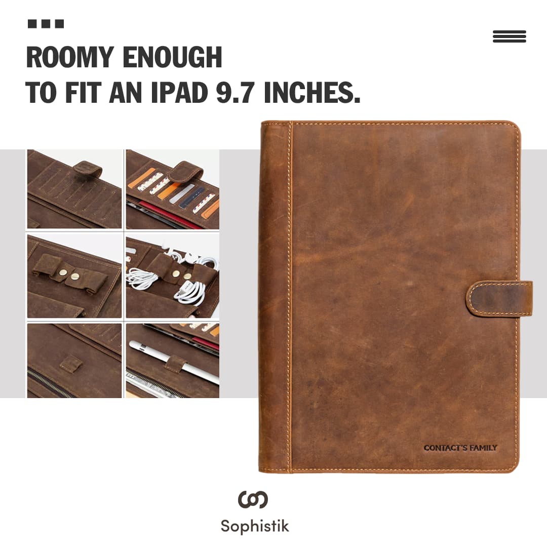 Leather portfolio Genuine Crazy Horse leather padfolio - Sophistik