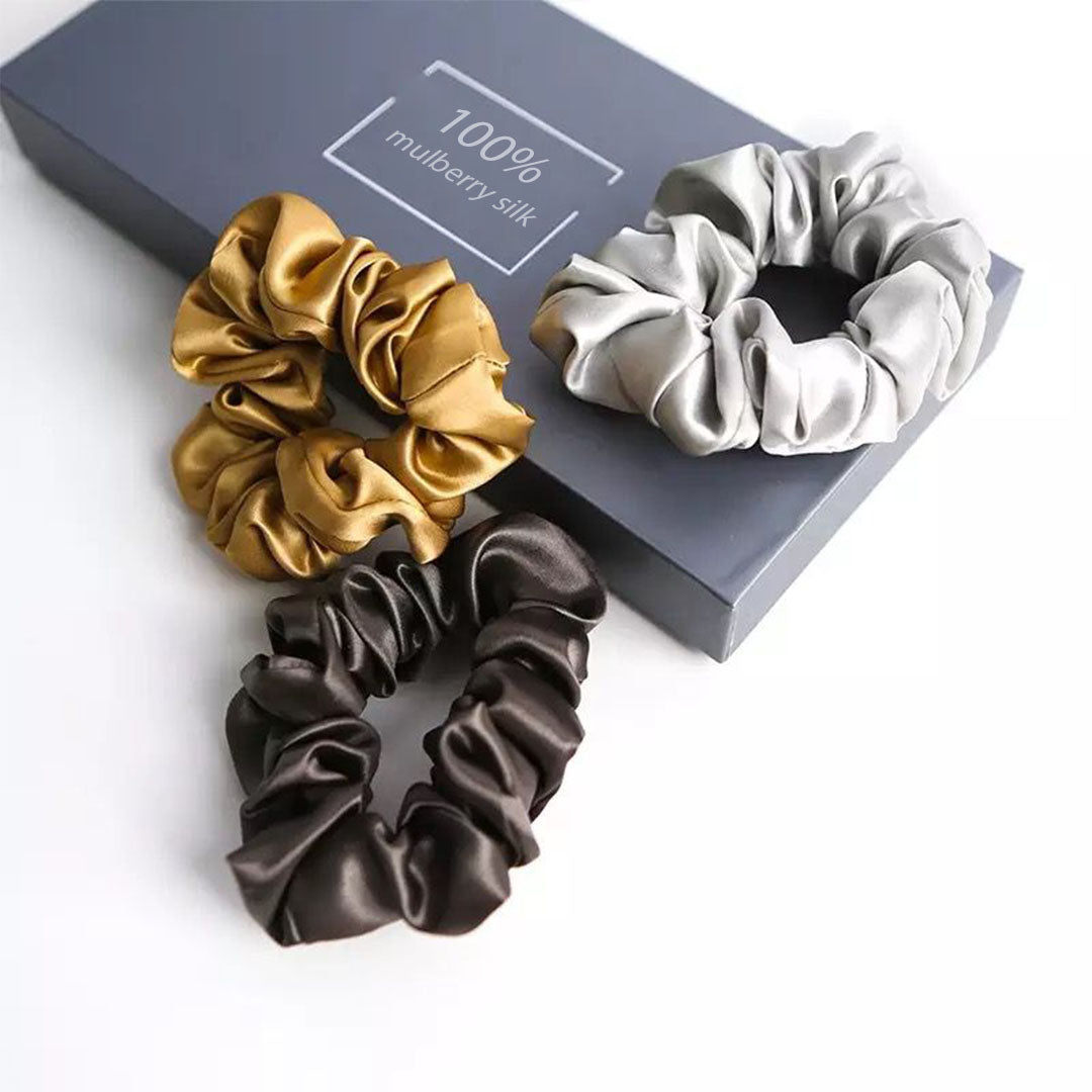 pure silk scrunchie and pouch, mulberry silk scrunchie, luxury gift, silk scrunchie, Sophistik