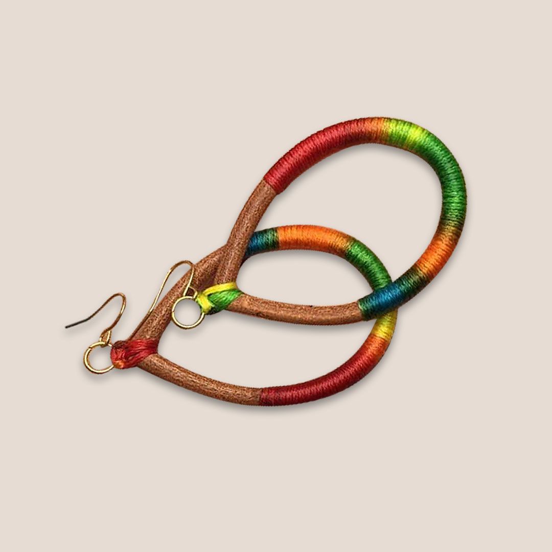 waxed thread on leather cord handmade earring, Sophistik