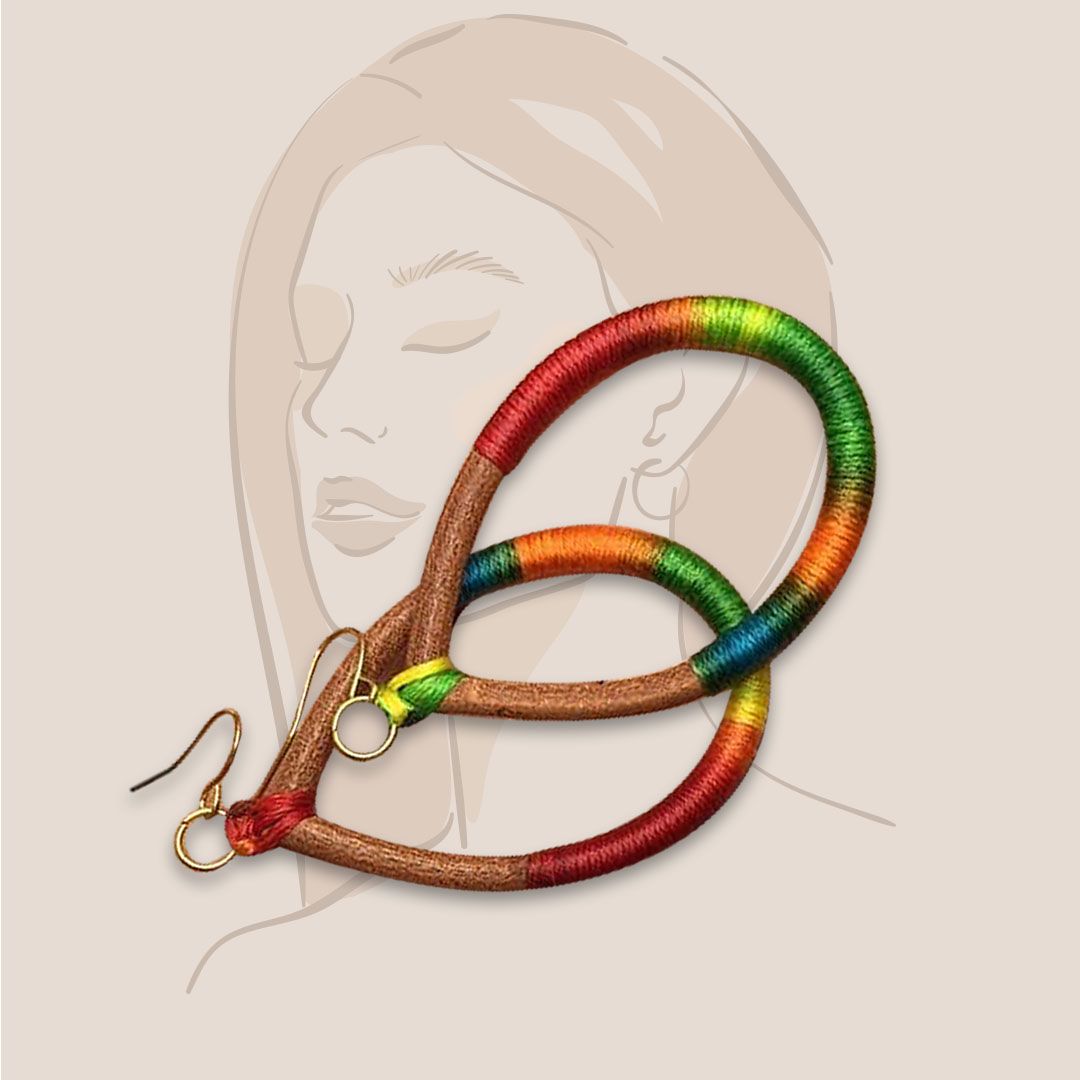 waxed thread on leather cord handmade earring, Sophistik