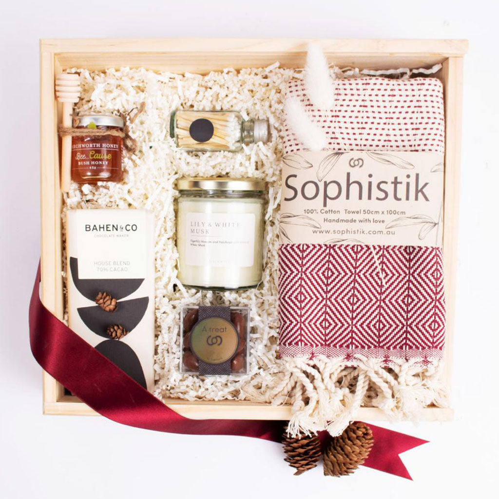 Joyful morning Christmas company gifts, Birthday gifts Melbourne, Gifts Sydney, Soy candle, Turkish towel, gift for employees